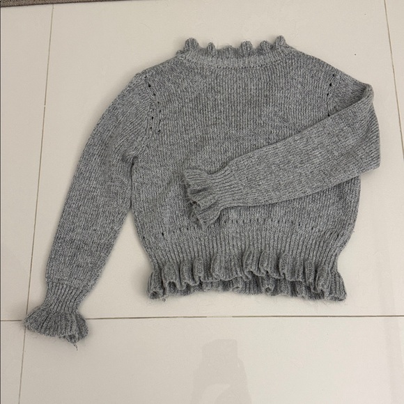 Gray Ruffled Knit Sweater - Picture 2 of 2